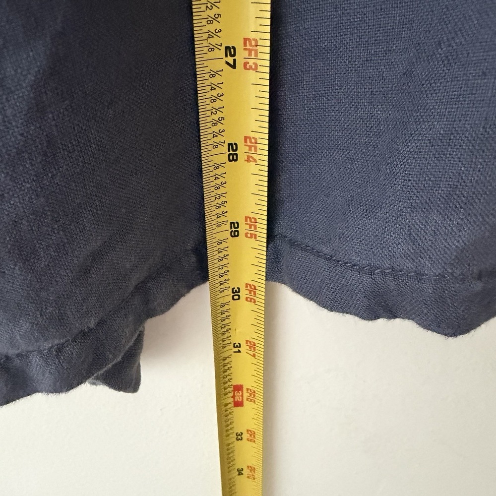 100 % Linen Spanner Navy Hooded Button-Front Jacket - Picture 7 of 8